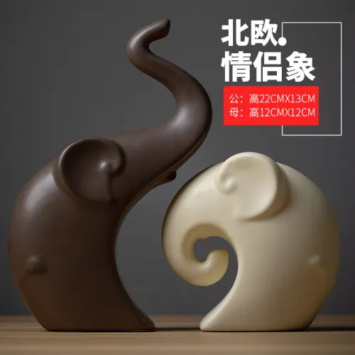 Elephants Ceramic Crafts Handmade Decoration 1st Home Ornaments PQ1600C