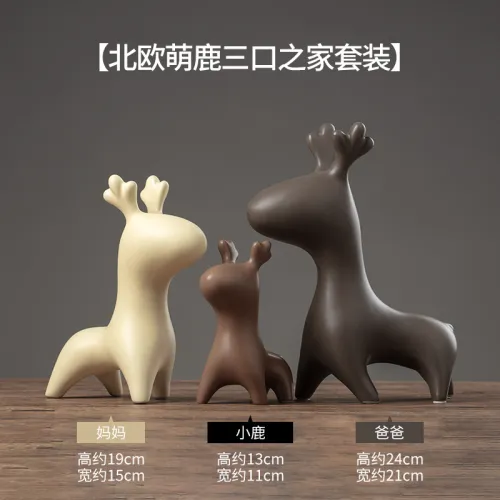 Cartoon Elk Ceramic Crafts Handmade Decoration 1st Home Ornaments PQ1600P