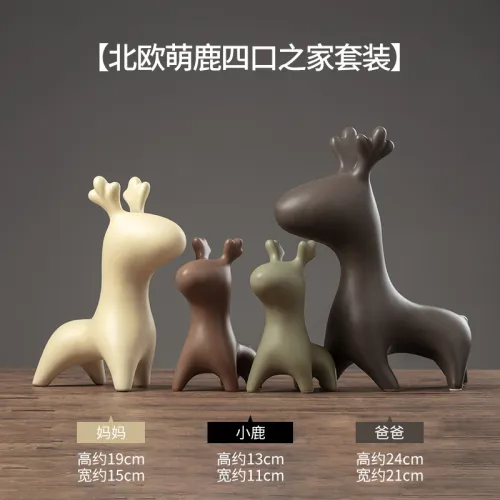 Cartoon Elk Ceramic Crafts Handmade Decoration 1st Home Ornaments PQ1600P