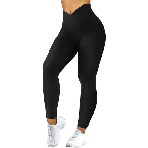Solid Color Yoga Outfits For Womens High Waist Running Pants Casual Sports Trousers PQ-XY835