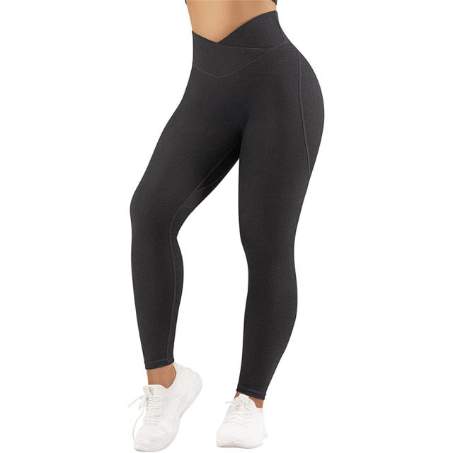 Solid Color Yoga Outfits For Womens High Waist Running Pants Casual Sports Trousers PQ-XY835