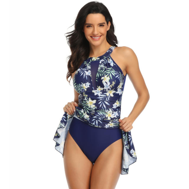 Floral Printing Swim Wear For Women Vintage Tankini Swimsuit PQ20105