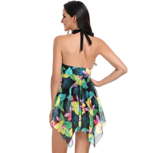 Wholesale Floral Print Swimsuit For Women's Printed Swimming Dress PQ24082