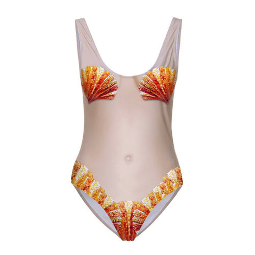 Funny Fruit Printed One Piece Swimsuit Women Sexy Pineapple Bathing Suit PQ19013B