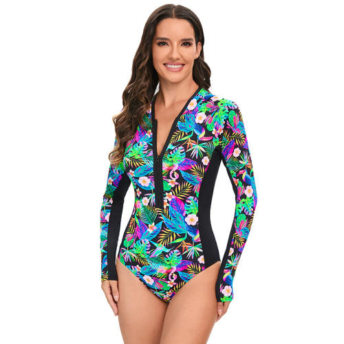 Floral Print One Piece Diving Suits For Women Surf Suit PQ-FR-19