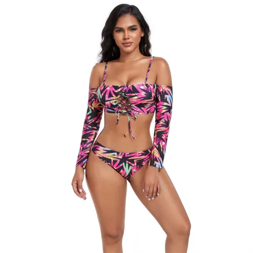 Women Long Sleeve Swimwear Female Swim Wear Low Waist Bathers PQ-JND2406