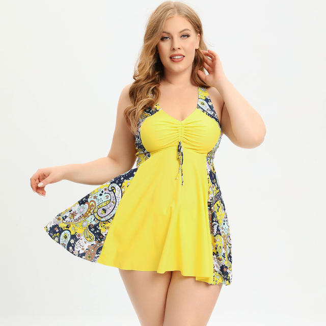 Woman Plus Size Beachwear Floral Print Swimming Dresses PQ222060