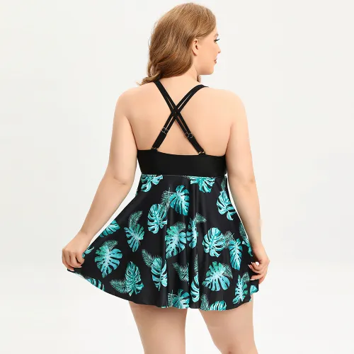 Woman Plus Size Beachwear Floral Print Swimming Dresses PQ222060