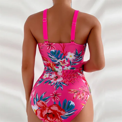 Wholesale Vintage One Piece Swimwear Retro Beachwear Floral Print Swimsuit PQ23239
