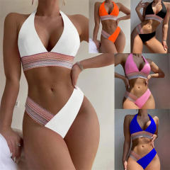 Wholesale Women Color-blocking Bikinis Push Up Swimwear Sexy Beachwear PQ2402