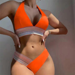 Wholesale Women Color-blocking Bikinis Push Up Swimwear Sexy Beachwear PQ2402