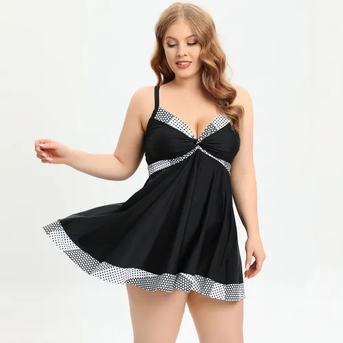Woman Vintage Beachwear Wholesale Polka Dot Swimming Dresses PQ-GM2301