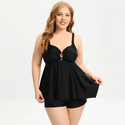 Plus Size Floral Print Tankini Women Vintage Oversize Swimsuit PQ-GM2323