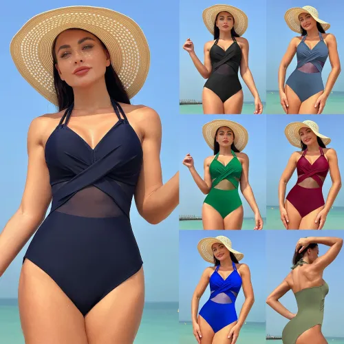 Retro Mesh Swim Wear For Women Sexy Push Up Swimwear Vintage Bathing Suit PQ221023