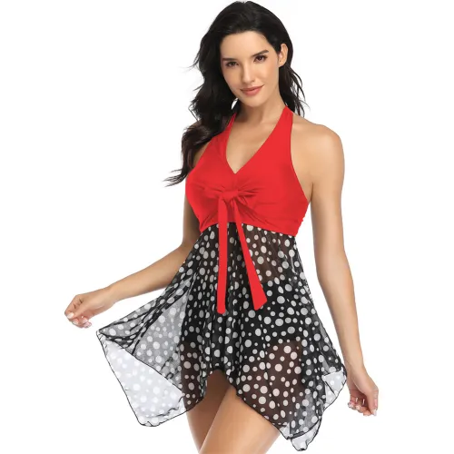Wholesale Floral Swimming Dress Woman Vintage Beachwear Swimwear PQ-YDA20102