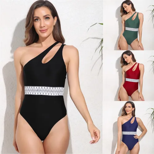 Wholesale One Shoulder Monokini One Piece Swimsuit Vintage Beachwear PQ-GM221020