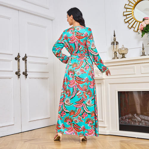 Dubai Printing Evening Dresses Muslim Cocktail Dress For Women PQ-MT088