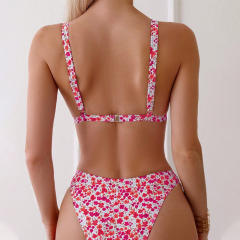 Wholesale Women Floral Print Triangle Bikinis Female Swimwear PQ8767
