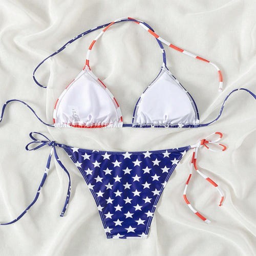 Star Spangled Banner Bikinis Wholesale US Flag Triangle Swimwear P9187