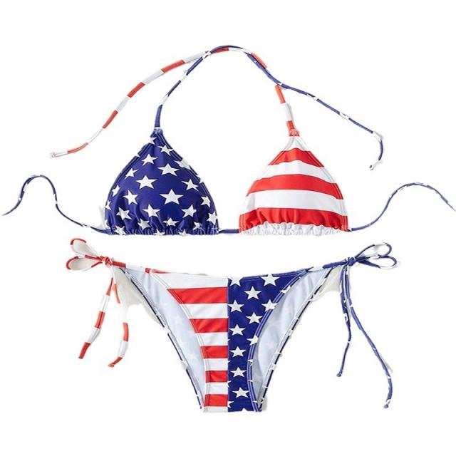 Star Spangled Banner Bikinis Wholesale US Flag Triangle Swimwear P9187