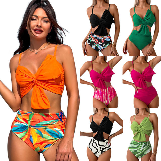Push Up Bikinis Wholesale Women Floral Tie Swimwear PQ2410