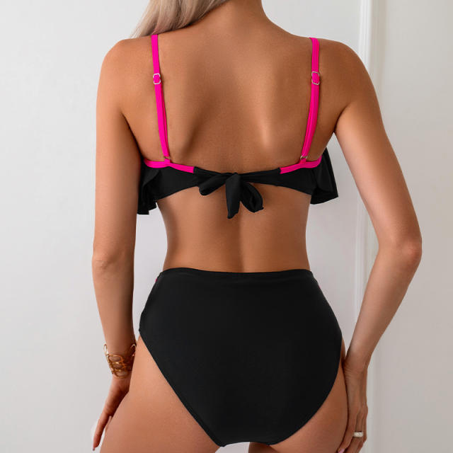 Color-blocked Swimsuit Dopamine Nylon Bikini Women Wholesale Swimwear PQ2401