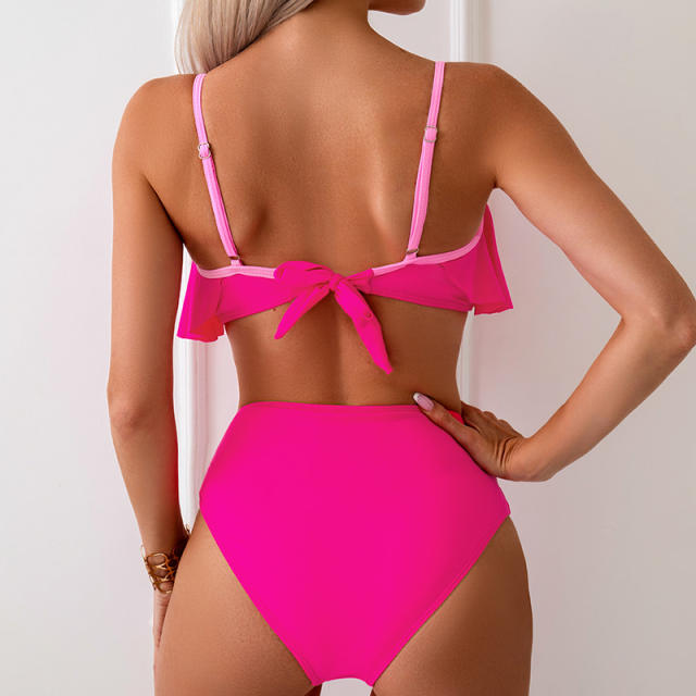 Color-blocked Swimsuit Dopamine Nylon Bikini Women Wholesale Swimwear PQ2401