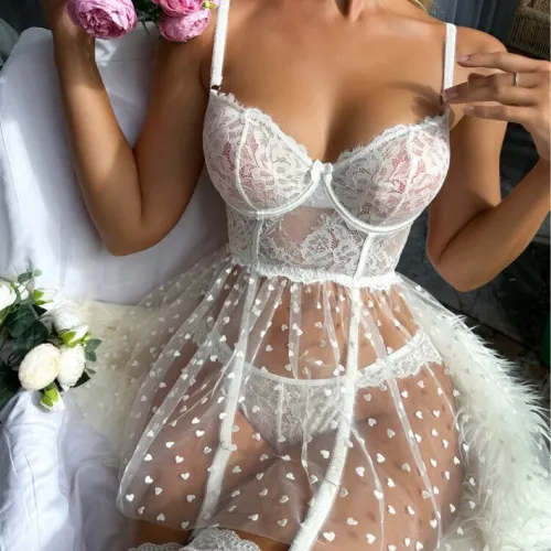 Women Lace Babydoll Lingerie Wholesale Sleepwear Sexy Night Dress PQ5217