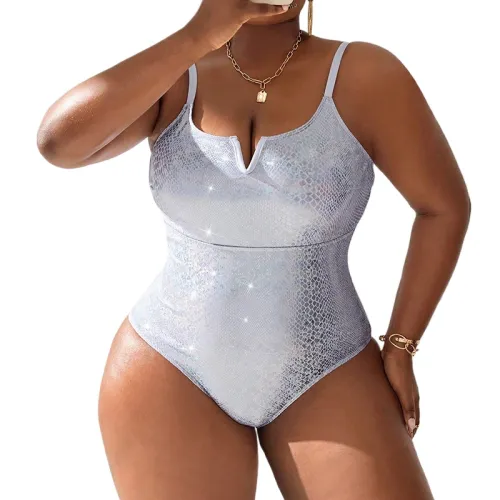 Python Pattern One-Piece Suits For Big Woman Plus Size Swimwear Beachwear PQ3273