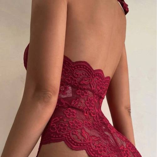 Sexy Wholesale Lace Bodysuit Halter Teddy Lingerie For Women PQ2131
