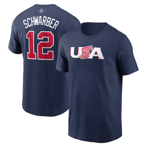 Kyle Schwarber T-shirt USA No 12 Baseball Tops WBC Fan Apparel PQ-BA1001
