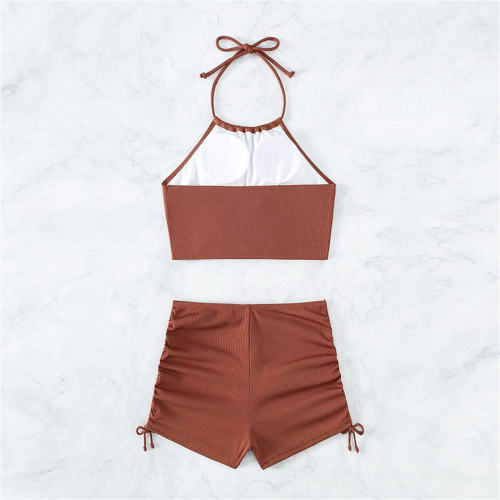 Wholesale Tankini Swimsuit Women Solid Color Tank Bikini Set PQ1108