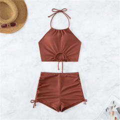 Wholesale Tankini Swimsuit Women Solid Color Tank Bikini Set PQ1108