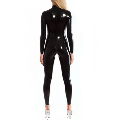 Woman Wetlook Rubber Catsuit Wholesale Latex Ammonia Jumpsuit PQ-GQ27