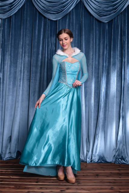 Elsa In Frozen Costume Halloween Cosplay Fancy Dress Snow Queen Uniform PQ1001