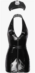 Faux Leather Bodycon Dress Police Costume For Women PQ8099