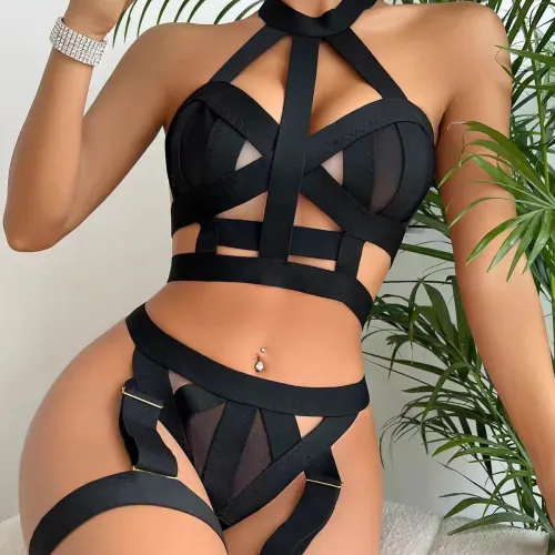 Red Sexy Valentine Lingerie For Women Bandage Bra Sets PQ23047