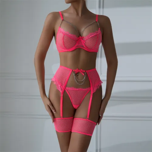Sexy Eyelash Lace Lingerie For Women Wholesale Bra Sets PQ3617