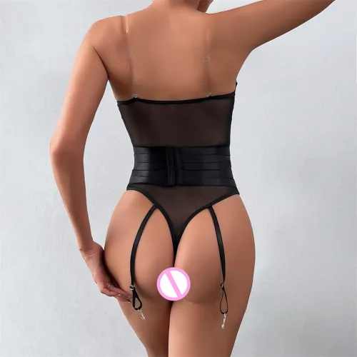 Women Red Sexy Bandage Teddies Lingerie Wholesale Mesh Underwear PQ3157