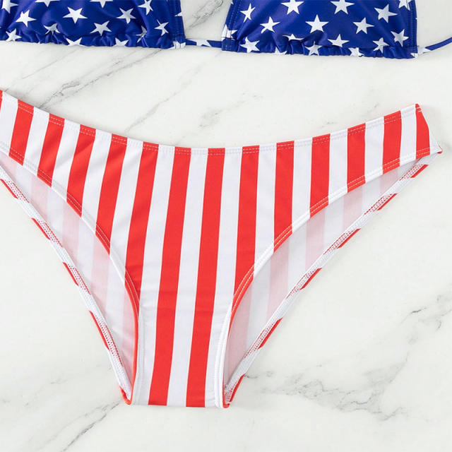 Wholesale US Flag Triangle Swimsuit Star Spangled Banner Bikinis PQ234634