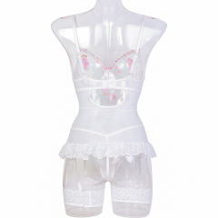 4PCS Embroidery Teddy Lingerie For Women Wholesale Mesh Bodysuit PQ3601