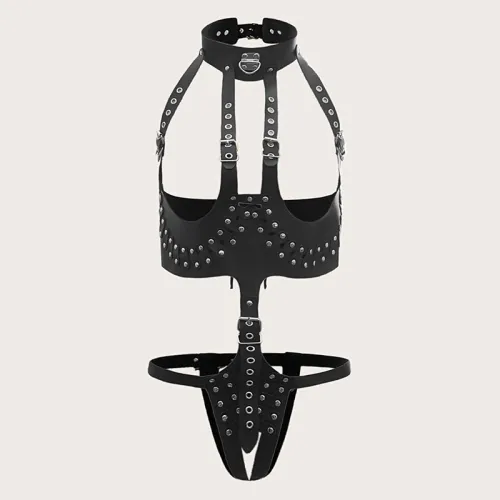 Faux Leather Steampunk Lingerie Women PU Sexy Fetish Wear PQSH096