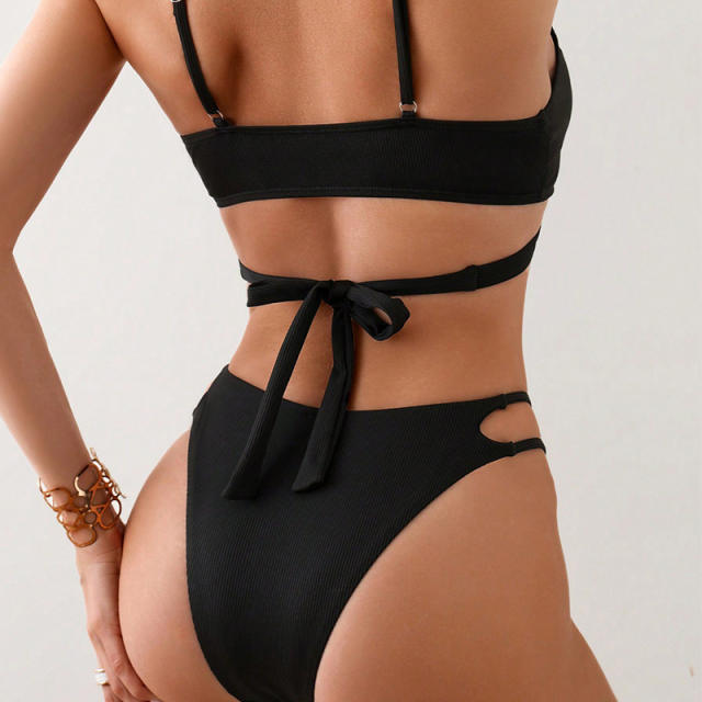 Wholesale Black Bikinis For Women Low Waist Swimwear PQ2391