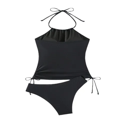 Solid Color Tankini Set Womens Retro Swimwear Wholesale Vintage Bathing Suitt PQ1808