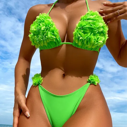 Wholesale Flower Petal Micro Bikinis Women Low Waist Swimwear PQ234001