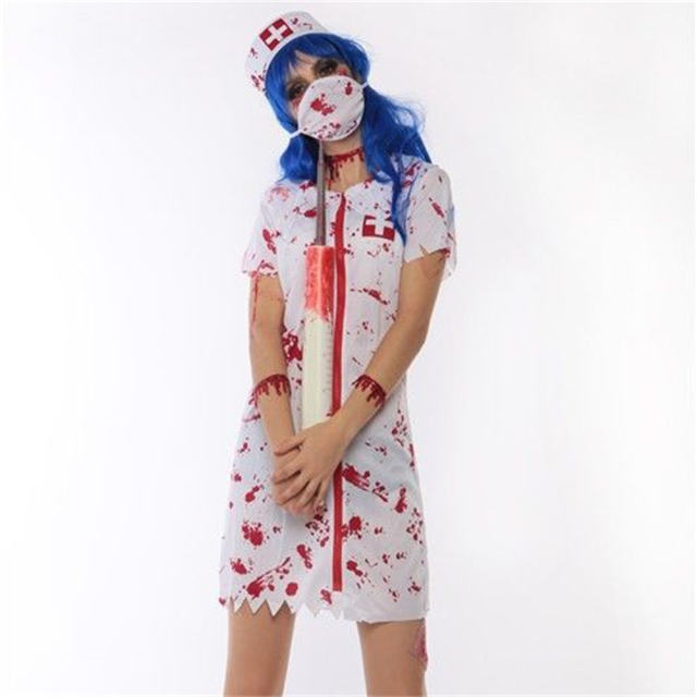 Scary Nurse Fancy Dress Halloween Costumes Devil Cosplay Uniform PQ81041