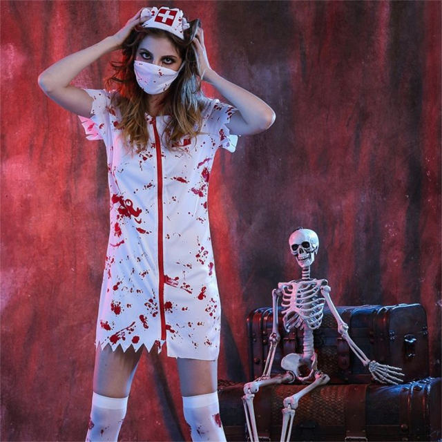 Scary Nurse Fancy Dress Halloween Costumes Devil Cosplay Uniform PQ81041