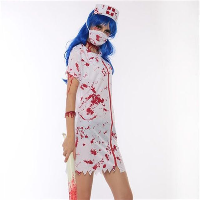 Scary Nurse Fancy Dress Halloween Costumes Devil Cosplay Uniform PQ81041