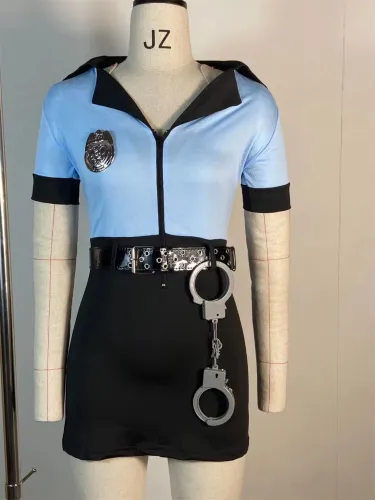 Halloween Police Woman Costume Carnival Uniform Cop Cosplay Outfits PQ8483