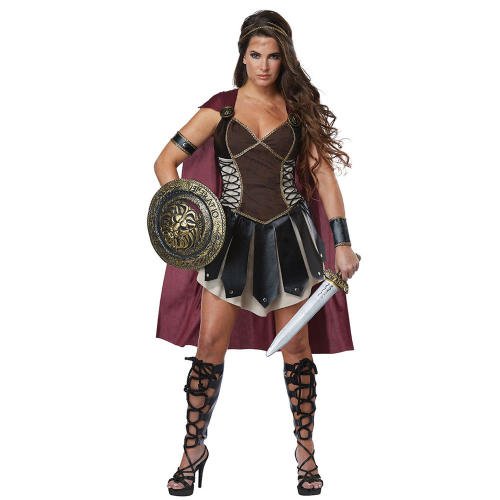 Halloween Gladiator Uniform Spartan Mythical God Fancy Dress Goddess Costume PQ18721